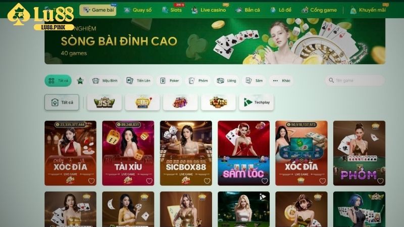 Top sảnh cược game bài đổi thưởng tại Lu88